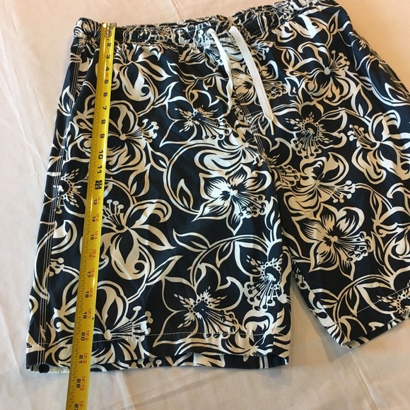 Gap Mens Large Navy Blue White Basic Swimming Shorts Trunks W Mesh Liner - Picture 10 of 12